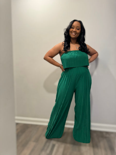 Pleated Jumpsuit - Green