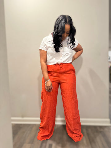 Linen Pants - Orange